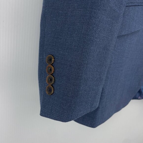 TED BAKER LONDON No Ordinary Joe Wool Blend Singe Breasted Blue Blazer Size 44L - Picture 6 of 9